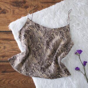 Ann Taylor Snakeskin Vintage 100% Silk Cami in Brown Size 4